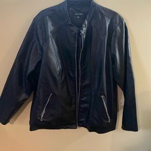 Women’s plus size faux leather black jacket